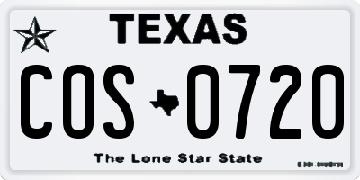 TX license plate COS0720