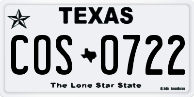 TX license plate COS0722