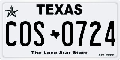 TX license plate COS0724