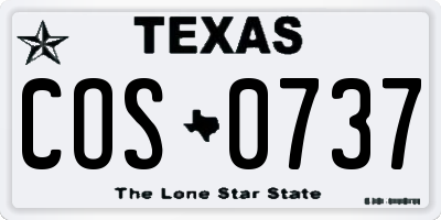TX license plate COS0737