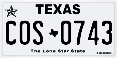 TX license plate COS0743