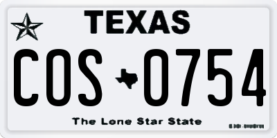 TX license plate COS0754