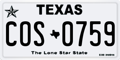 TX license plate COS0759