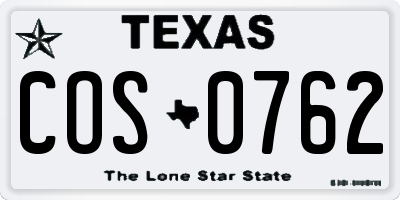 TX license plate COS0762