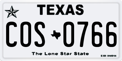 TX license plate COS0766