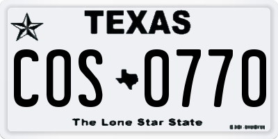 TX license plate COS0770