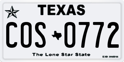 TX license plate COS0772