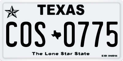 TX license plate COS0775