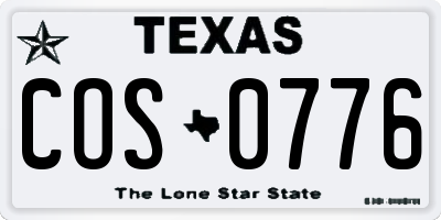 TX license plate COS0776
