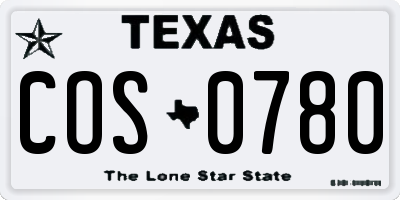 TX license plate COS0780