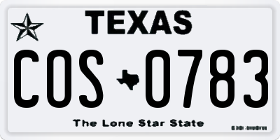 TX license plate COS0783