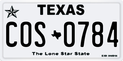TX license plate COS0784