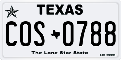 TX license plate COS0788
