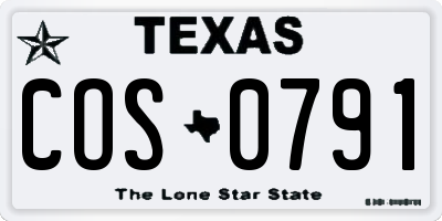 TX license plate COS0791