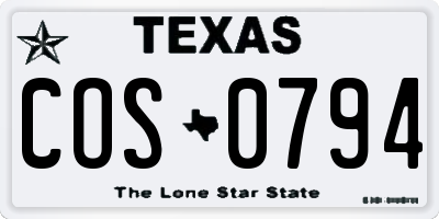 TX license plate COS0794