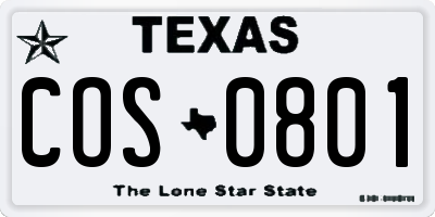 TX license plate COS0801