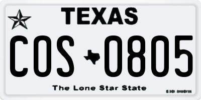 TX license plate COS0805