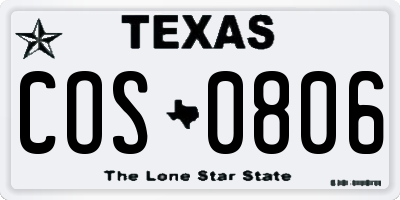 TX license plate COS0806
