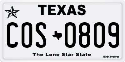 TX license plate COS0809