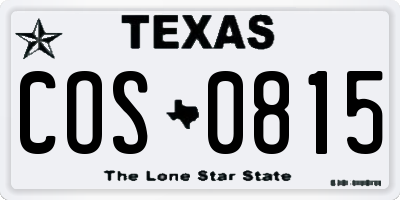 TX license plate COS0815