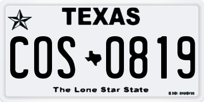 TX license plate COS0819