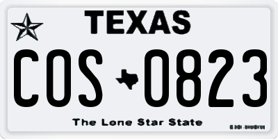 TX license plate COS0823