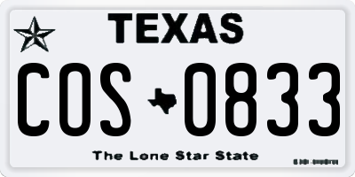 TX license plate COS0833