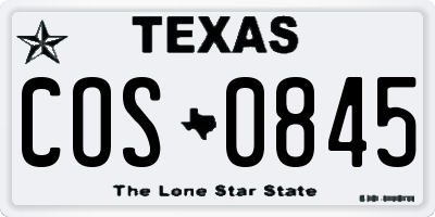 TX license plate COS0845