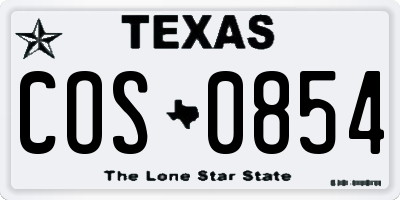 TX license plate COS0854