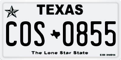 TX license plate COS0855