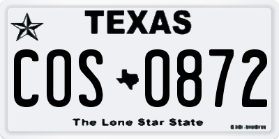 TX license plate COS0872