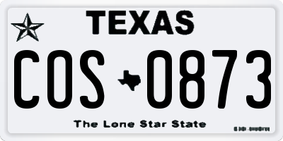 TX license plate COS0873