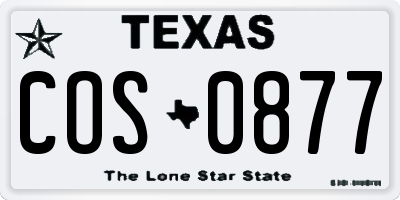 TX license plate COS0877