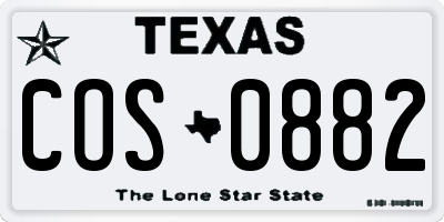 TX license plate COS0882