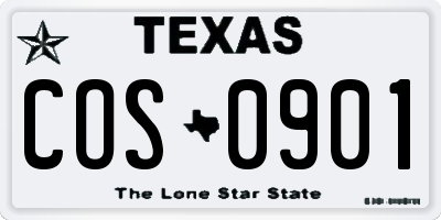 TX license plate COS0901