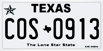 TX license plate COS0913