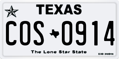 TX license plate COS0914