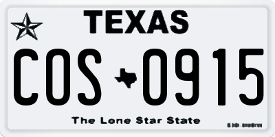 TX license plate COS0915