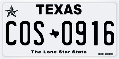 TX license plate COS0916