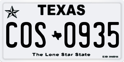 TX license plate COS0935