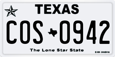 TX license plate COS0942