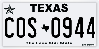TX license plate COS0944