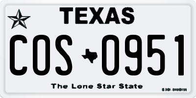 TX license plate COS0951