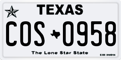 TX license plate COS0958