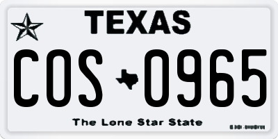 TX license plate COS0965