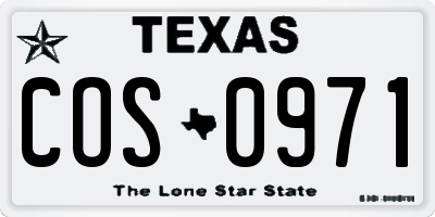 TX license plate COS0971