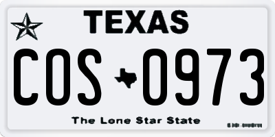 TX license plate COS0973