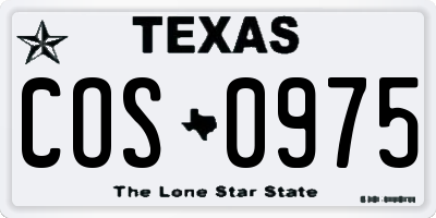 TX license plate COS0975