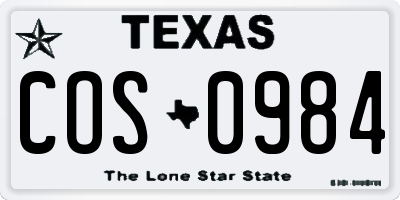 TX license plate COS0984