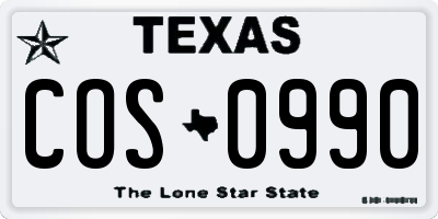 TX license plate COS0990